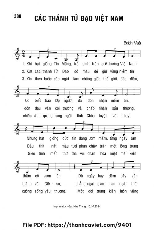 Các Thánh Tử Đạo Việt Nam - Lm. Bạch Vân - trang 1