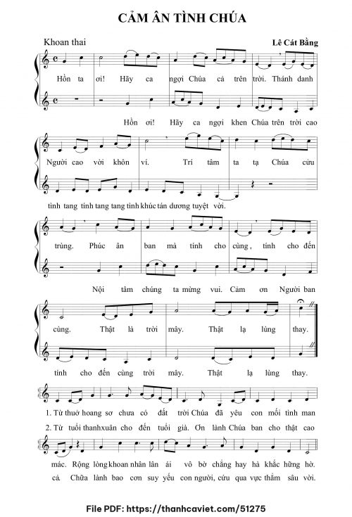 Cảm ân tình Chúa - Lê Cát Bằng - trang 1