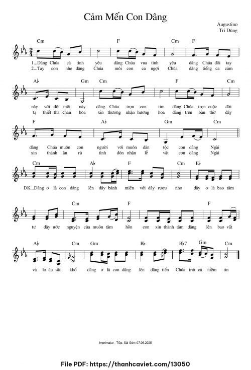 Cảm mến con dâng - Augustino Trí Dũng - trang 1