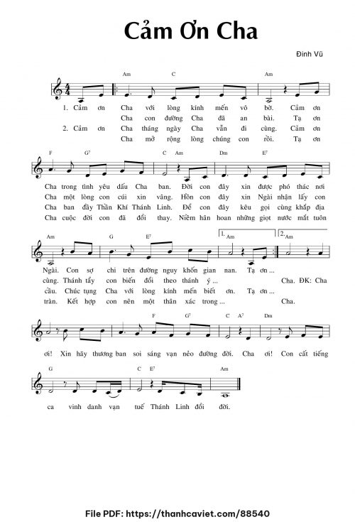 Cảm ơn Cha - Đinh Vũ - trang 1