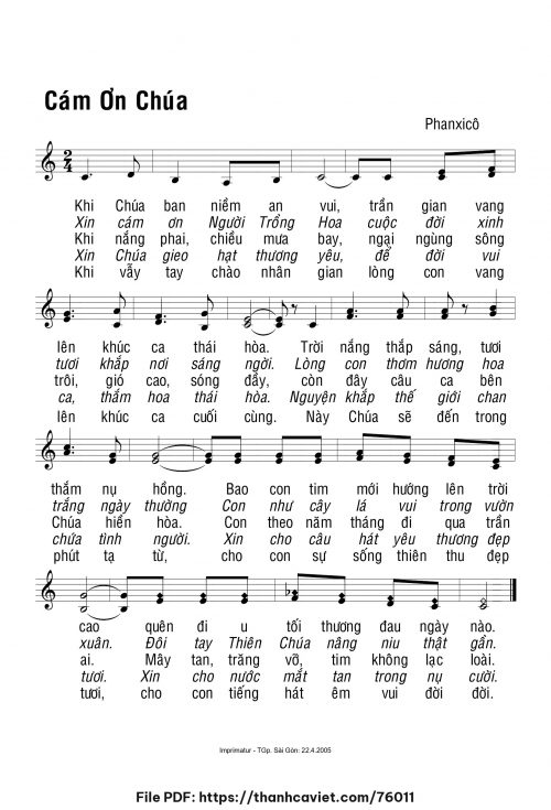Cám Ơn Chúa - Phanxicô - trang 1