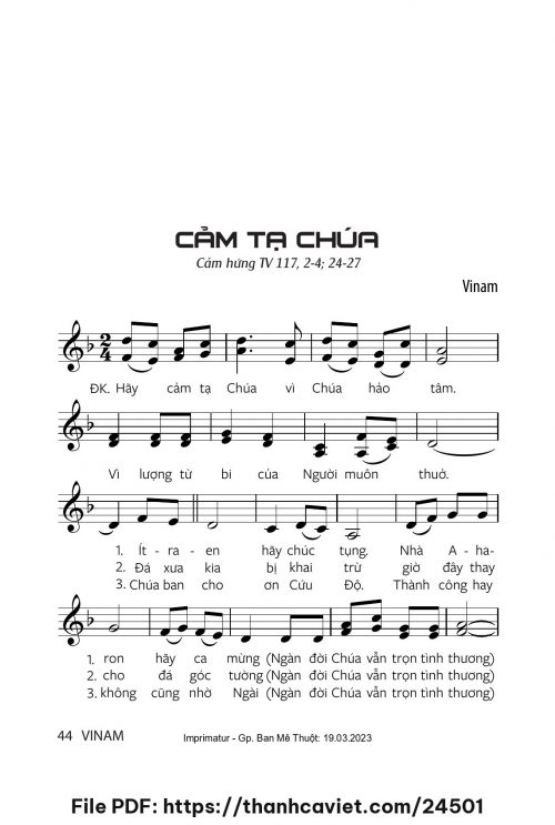 Cảm tạ Chúa - Vinam - trang 1