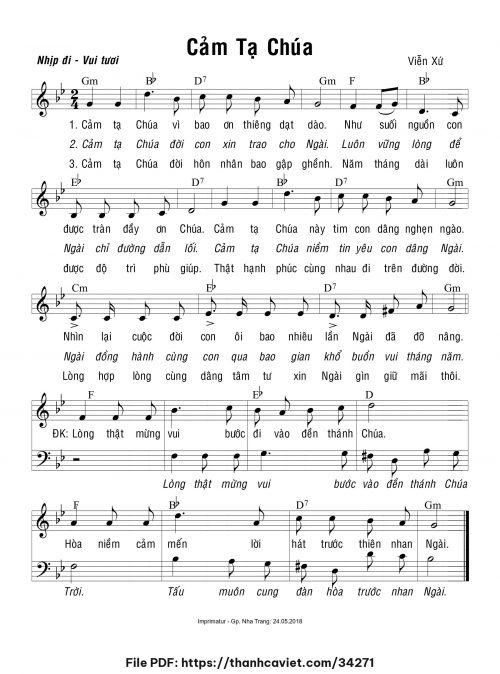 Cảm tạ Chúa - Viễn Xứ - trang 1