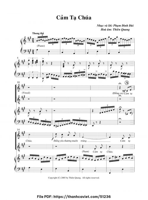 Cảm tạ Chúa - Thiên Quang - trang 1