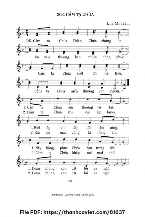 Cảm tạ Chúa - Lm. Mi Trầm - trang 1