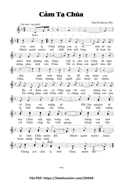 Cảm tạ Chúa - Nguyễn Quang Huy - trang 1