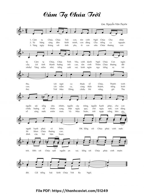 Cảm tạ Chúa Trời - Lm. Nguyễn Văn Tuyên - trang 1