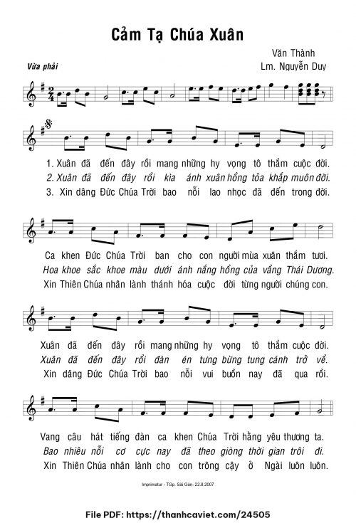 Cảm tạ Chúa xuân - Lm. Nguyễn Duy - trang 1
