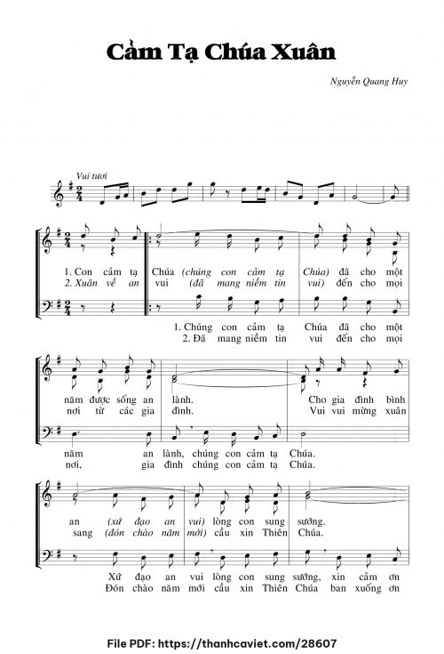 Cảm tạ Chúa xuân - Nguyễn Quang Huy - trang 1