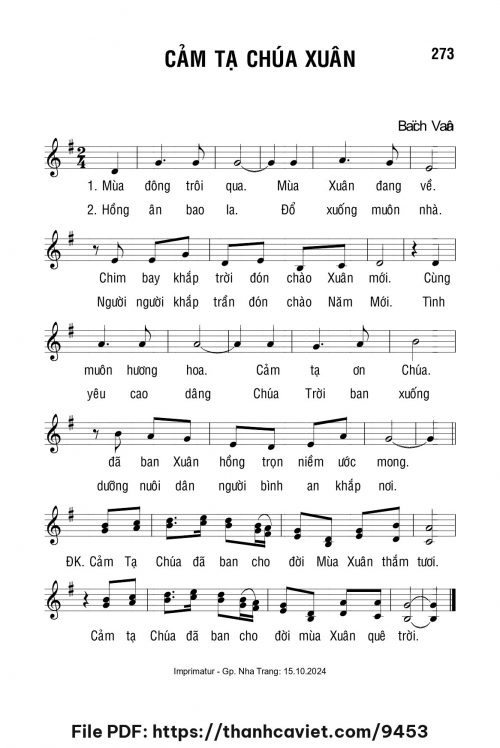Cảm tạ Chúa Xuân - Lm. Bạch Vân - trang 1