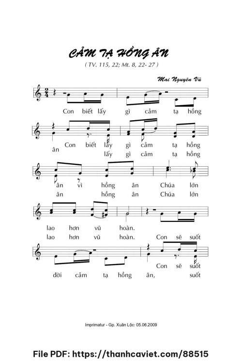 Cảm tạ hồng ân - Mai Nguyên Vũ - trang 1