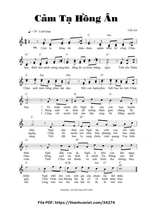Cảm tạ hồng ân - Viễn Xứ - trang 1