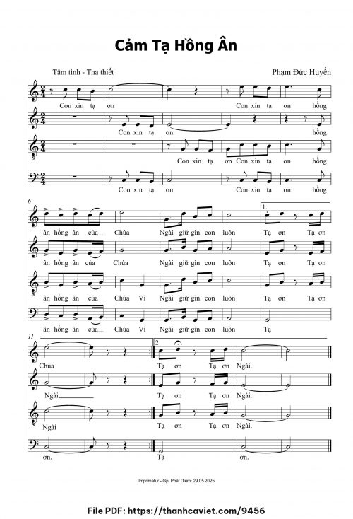 Cảm tạ hồng ân - Phạm Đức Huyến - trang 1