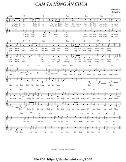Cảm tạ hồng ân Chúa - Augustino Trí Dũng - trang 1