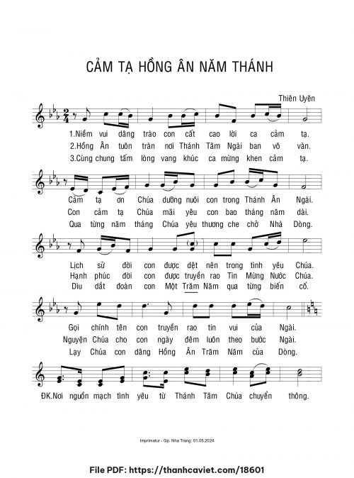 Cảm tạ hồng ân Năm Thánh - Sr. Thiên Uyên - trang 1