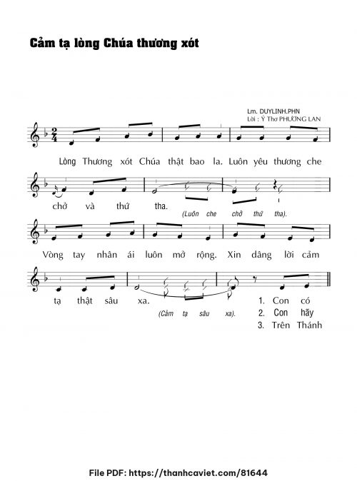 Cảm tạ lòng Chúa thương xót - Lm. DUYLINH.PHN - trang 1
