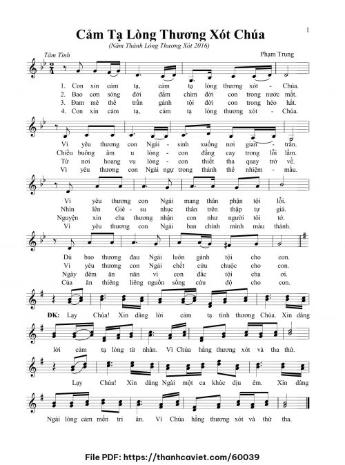 Cảm tạ Lòng Thương Xót Chúa - Phạm Trung - trang 1