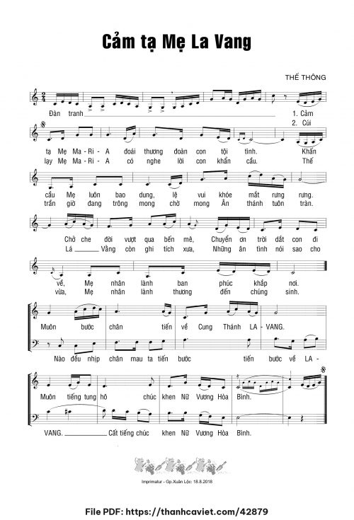 Cảm tạ Mẹ La Vang - Thế Thông - trang 1