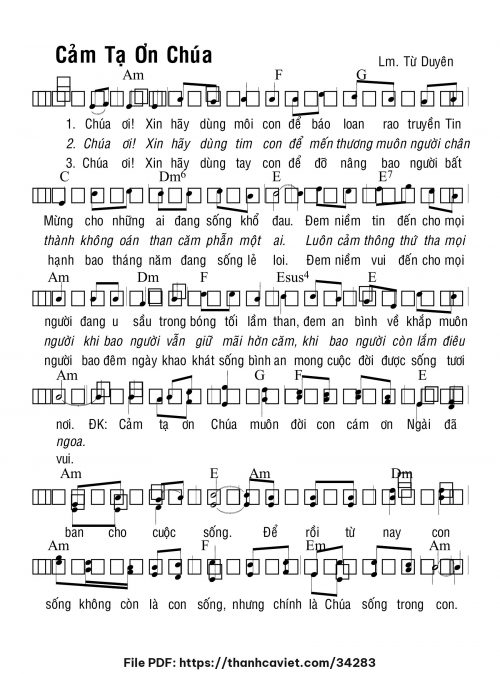 Cảm tạ ơn Chúa - Lm. Từ Duyên - trang 1