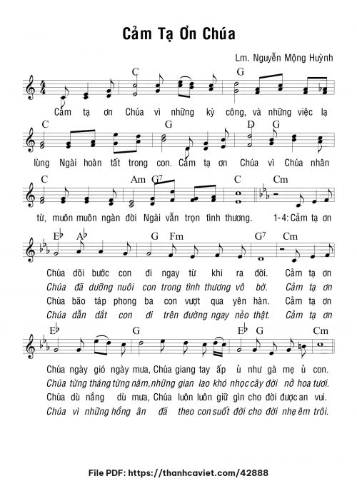 Cảm tạ ơn Chúa - Lm. Nguyễn Mộng Huỳnh - trang 1