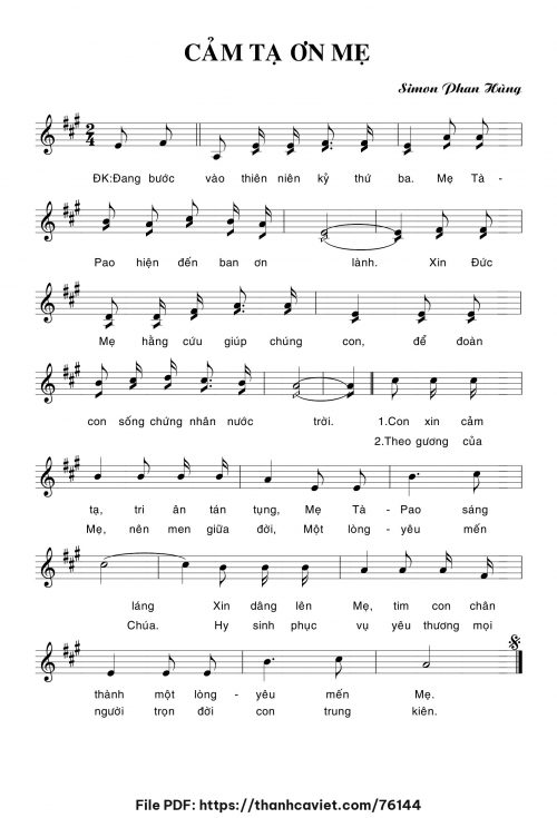 Cảm tạ ơn Mẹ - Phan Hùng - trang 1