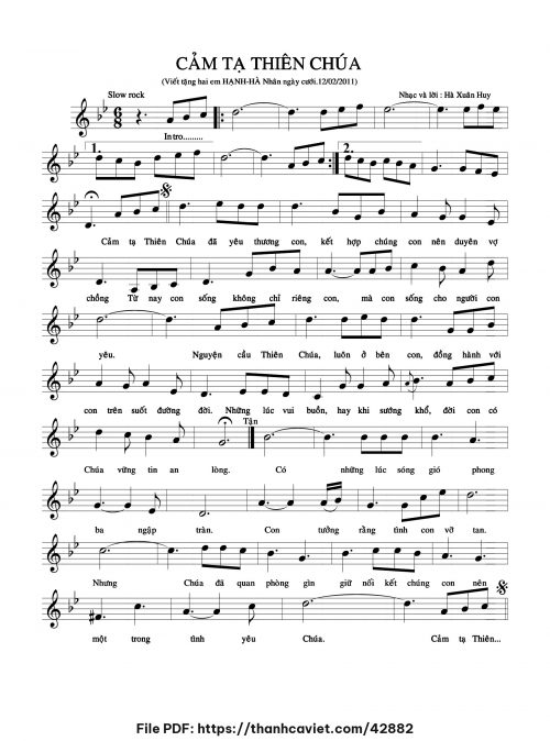 Cảm tạ Thiên Chúa - Hà Xuân Huy - trang 1