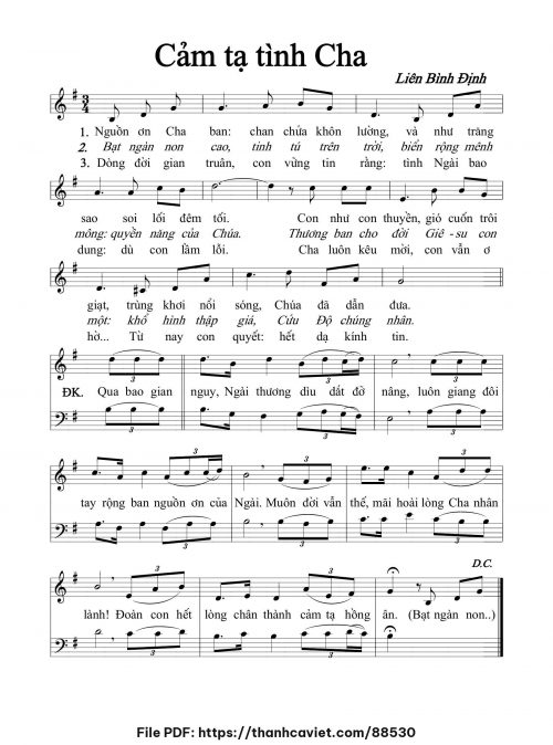 Cảm tạ tình Cha - Liên Bình Định - trang 1