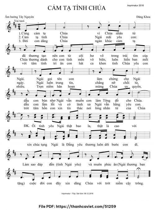Cảm tạ tình Chúa - Đăng Khoa - trang 1