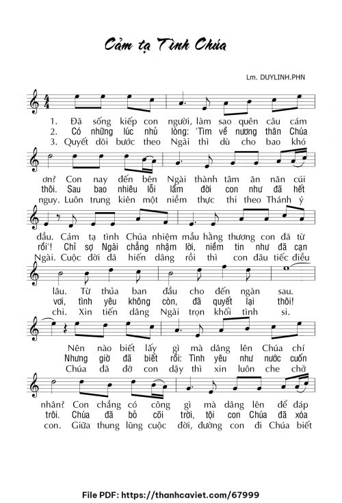 Cảm tạ tình Chúa - Lm. DUYLINH.PHN - trang 1
