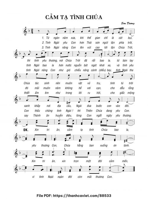 Cảm tạ tình Chúa - Sơn Dương - trang 1