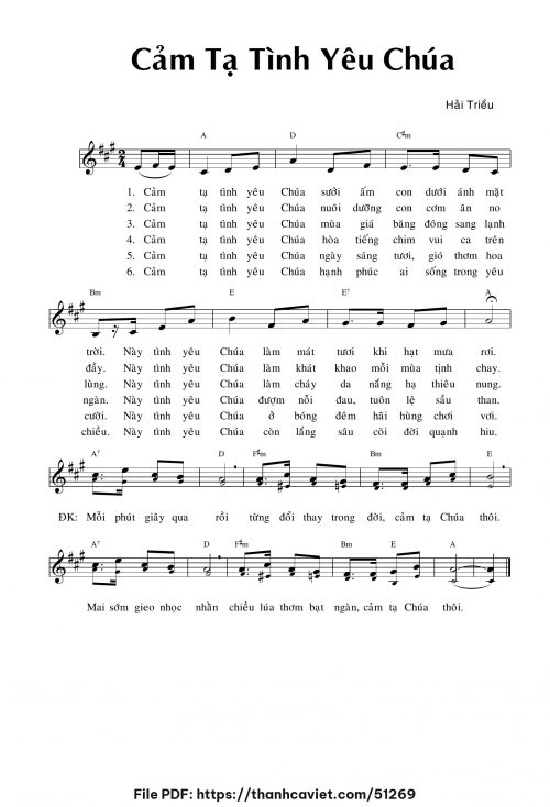 Cảm tạ tình yêu Chúa - Hải Triều - trang 1