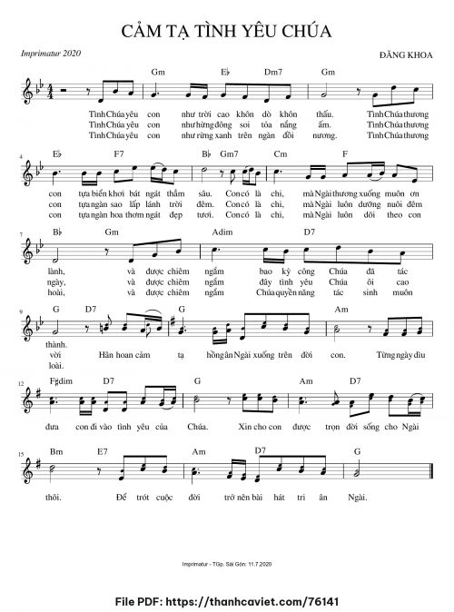 Cảm tạ tình yêu Chúa - Đăng Khoa - trang 1