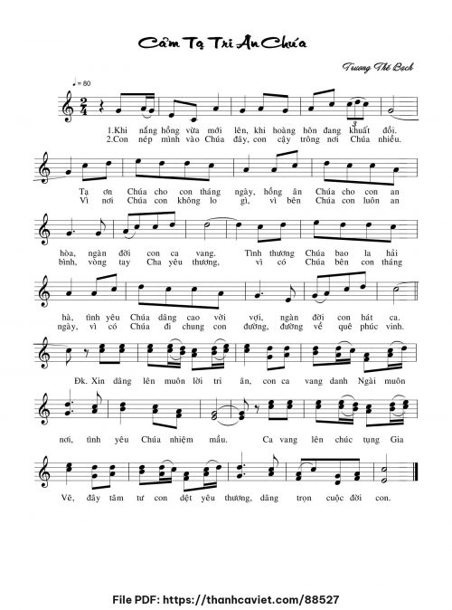 Cảm tạ tri ân Chúa - Trương Thế Bạch - trang 1