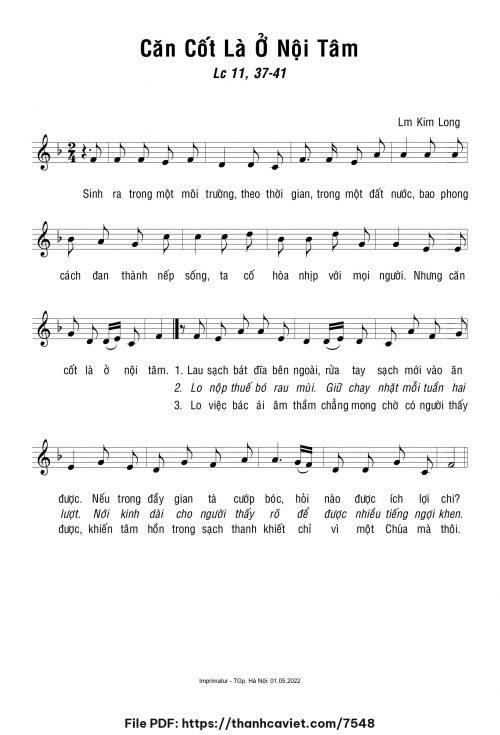 Căn cốt là ở nội tâm - Lm. Kim Long - trang 1