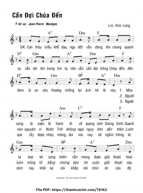 Cần đợi Chúa đến - Lm. Kim Long - trang 1