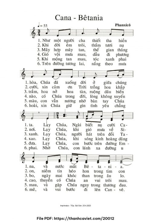 Cana – Bêtania - Phanxicô - trang 1
