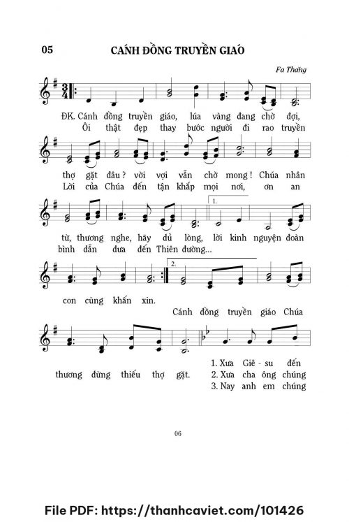 Cánh đồng truyền giáo - Lm. Fa Thăng - trang 1