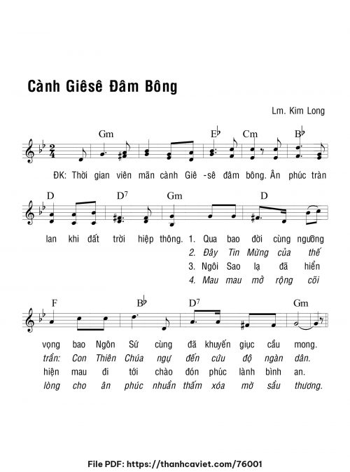 Cành Giê-sê đâm bông - Lm. Kim Long - trang 1