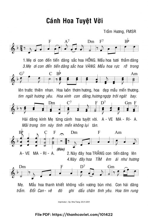 Cánh hoa tuyệt vời - Sr. Trầm Hương - trang 1