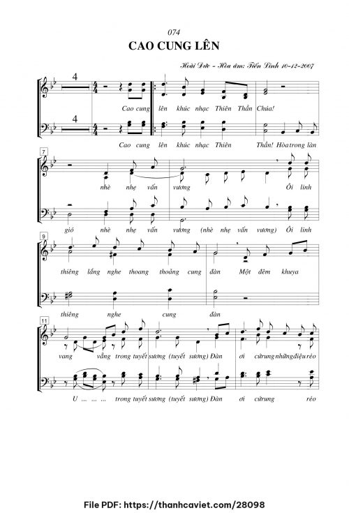 Cao cung lên - Lm. Hoài Đức - Nguyễn Khắc Xuyên (Hòa âm: Tiến Linh) - trang 1