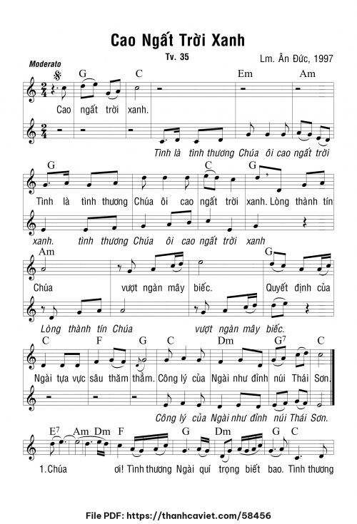 Cao ngất trời xanh - Lm. Ân Đức - trang 1