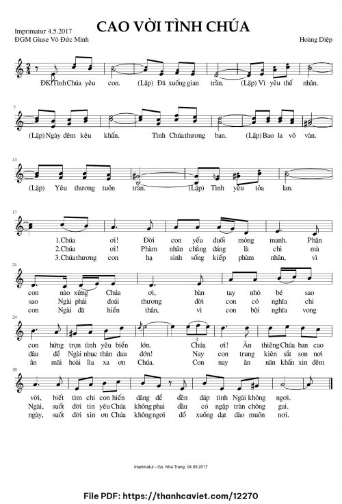 Cao vời tình Chúa - Lm. Hồ Hoàng Diệp - trang 1