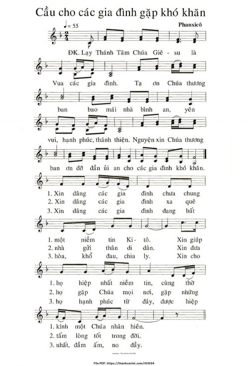 Cầu cho các gia đình gặp khó khăn - Phanxicô - trang 1