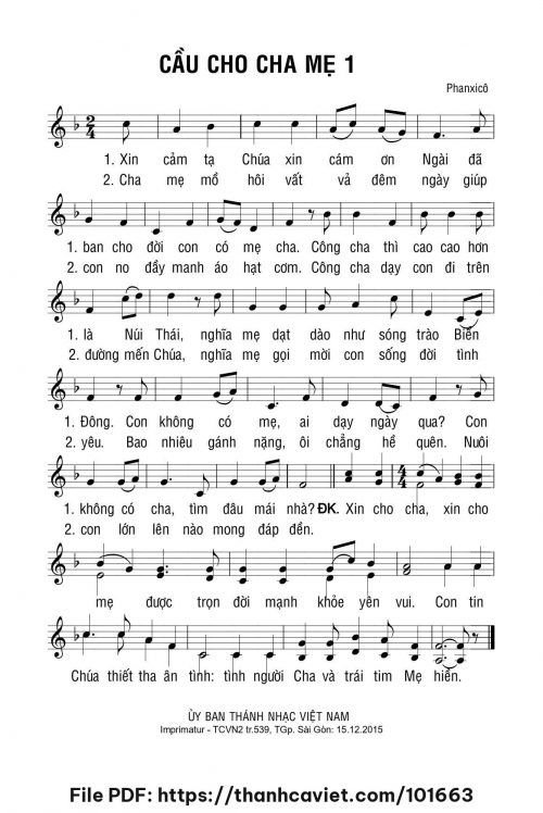 Cầu cho cha mẹ 1 - Phanxicô - trang 1