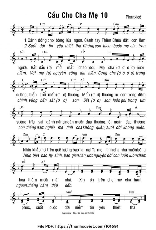Cầu Cho Cha Mẹ 10 - Phanxicô - trang 1