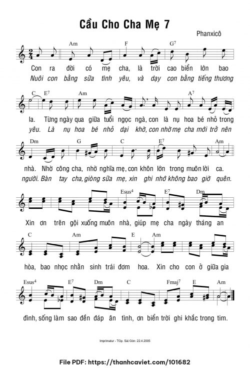 Cầu cho cha mẹ 7 - Phanxicô - trang 1