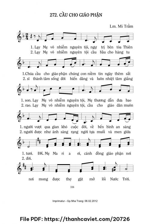 Cầu cho giáo phận - Lm. Mi Trầm - trang 1