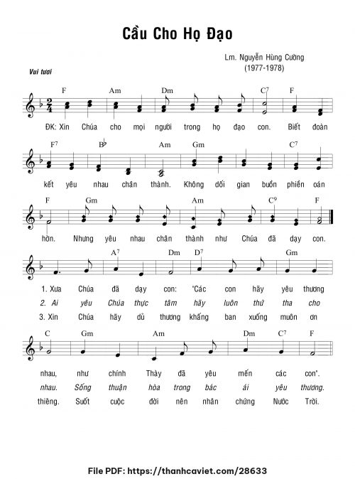 Cầu cho Họ Đạo - Lm. Nguyễn Hùng Cường - trang 1