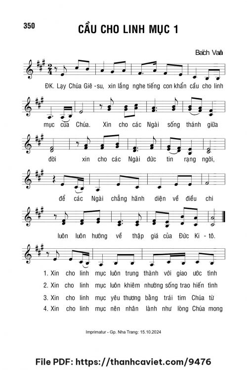 Cầu cho Linh mục 1 - Lm. Bạch Vân - trang 1