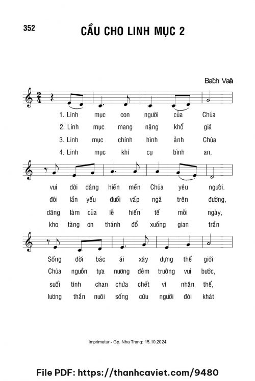 Cầu cho Linh mục 2 - Lm. Bạch Vân - trang 1